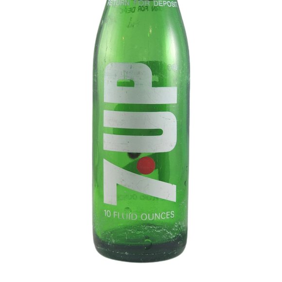 Vintage 7UP Bottle 10 oz Collectable Retro Green Glass Soda Bottle Large 6" - Picture 3 of 6